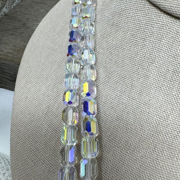 Vintage Rhinestone Panther Clasp Clear Crystal Bead Necklace - Picture 4 of 13